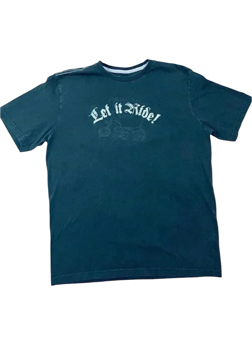 Tommy Hilfiger “Let It Ride” Motorcycle Black Crew Neck 100% Cotton Tee Size L